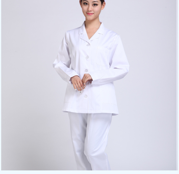 女醫(yī)生分體秋冬裝白色 醫(yī)師長袖冬裝實驗藥店實習(xí)護(hù)士服裝